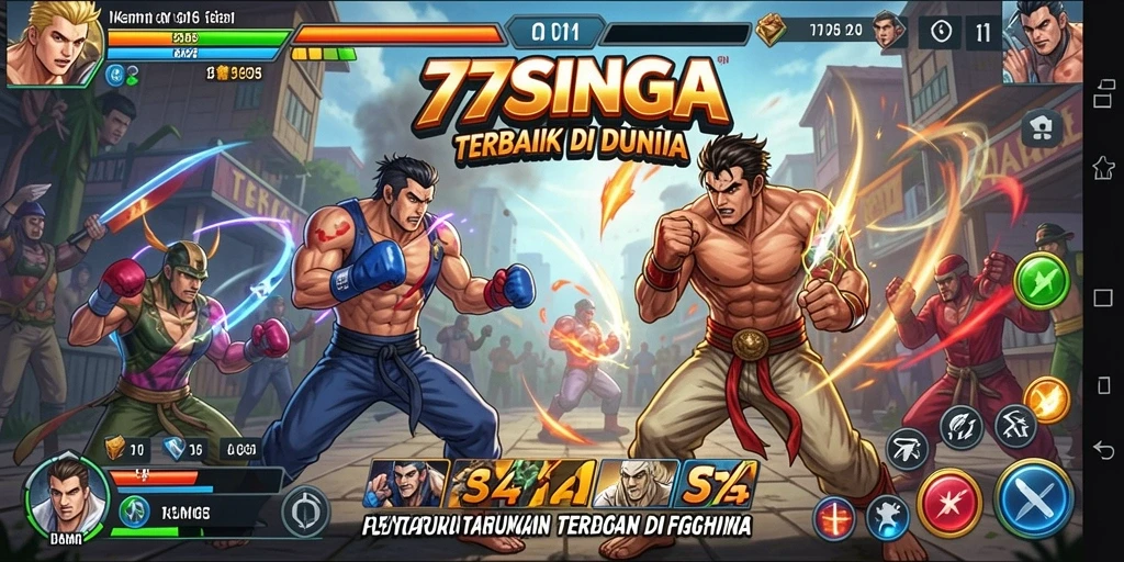 Screenshot gameplay Fighting dari 77SINGA yang menampilkan pertarungan seru.