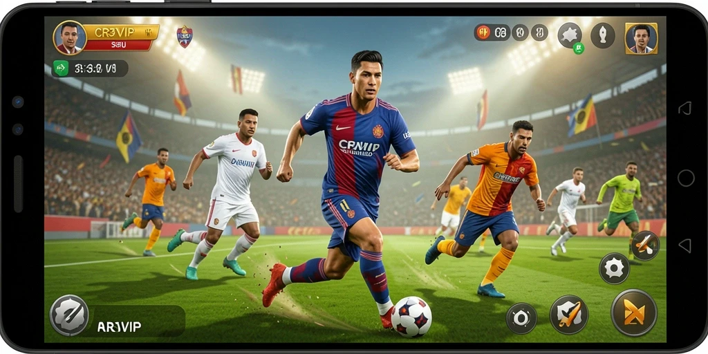 Gameplay balapan seru dalam CR7VIP dengan mobil kustomisasi.