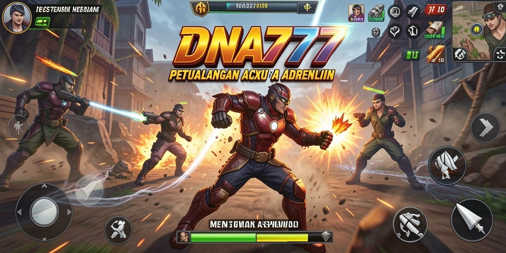 Screenshot menunjukkan pertarungan seru dalam game aksi DNA777.
