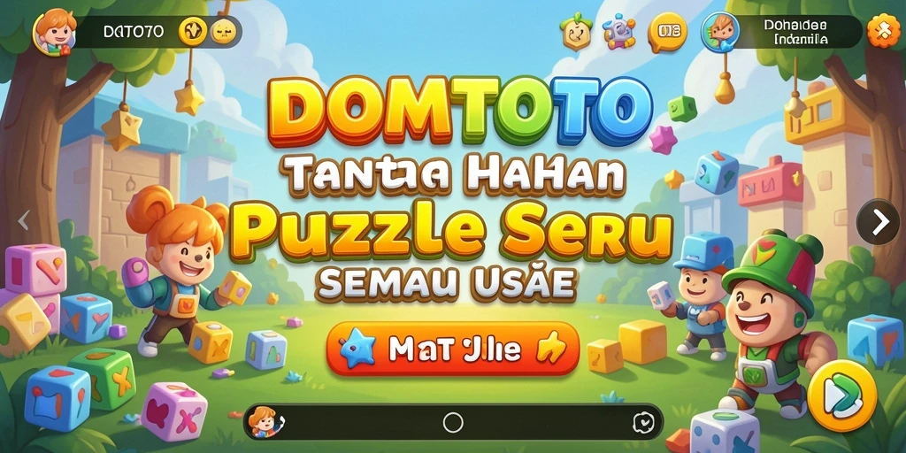 Screenshot gameplay DOMTOTO menampilkan teka-teki yang menarik dan berwarna.
