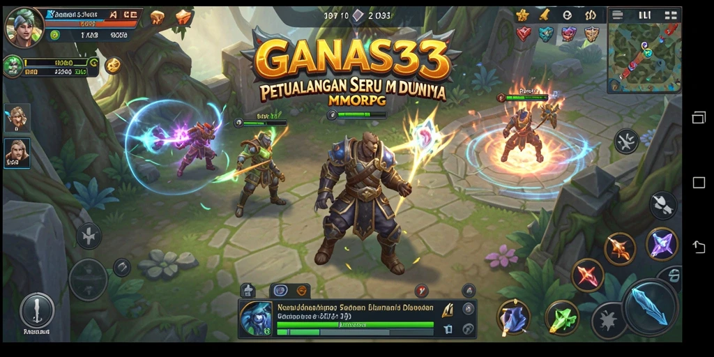 Screenshot menunjukkan pemain bertempur dalam pertempuran epik di dunia GANAS33.