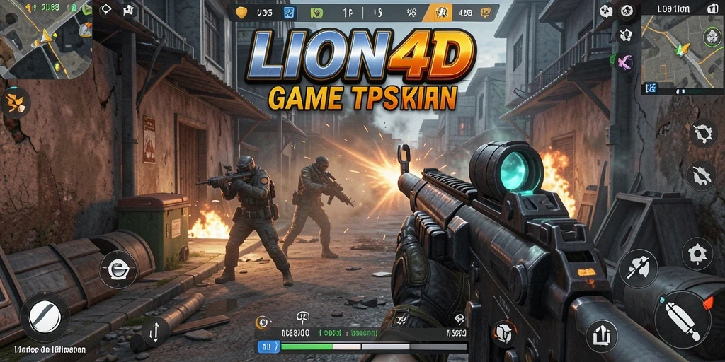 Screenshot gameplay LION4D menampilkan aksi tembak-menembak yang mendebarkan.