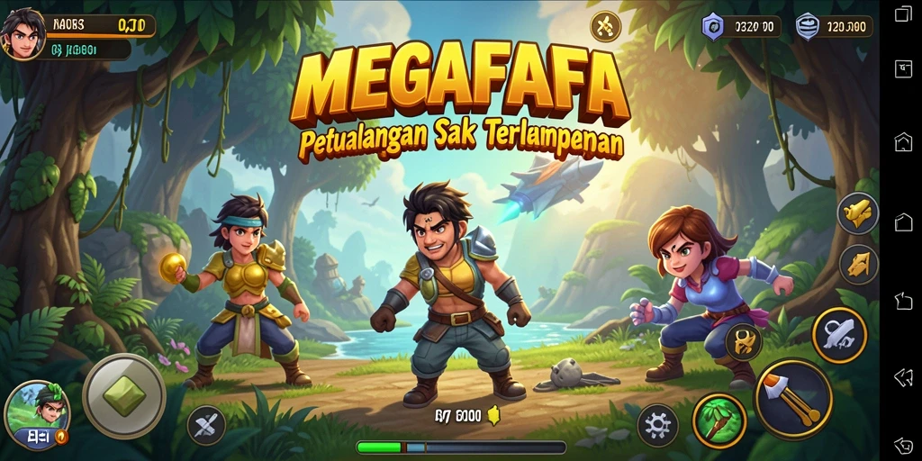 Tampilan gameplay MEGAFAFA yang menampilkan petualangan seru.