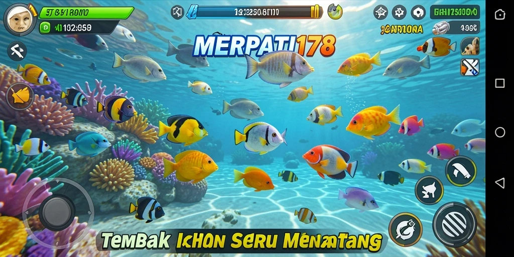 Tampilan gameplay seru di MERPATI178 saat menembak ikan.