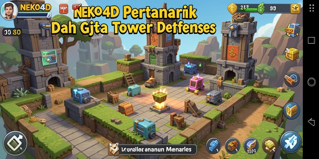 Tampilan gameplay menakjubkan NEKO4D dalam aksi Tower Defense.