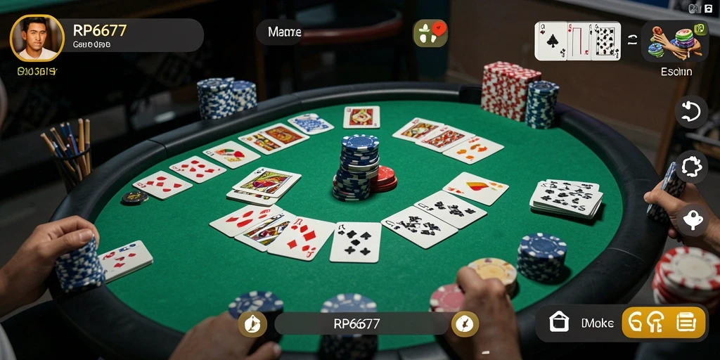 Tampilan gameplay RP6677 yang memukau dalam permainan Gaple.
