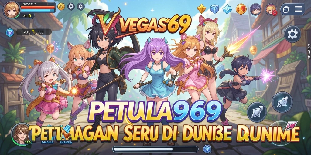 Tampilan gameplay menakjubkan dari VEGAS969 dengan karakter anime yang beraksi.